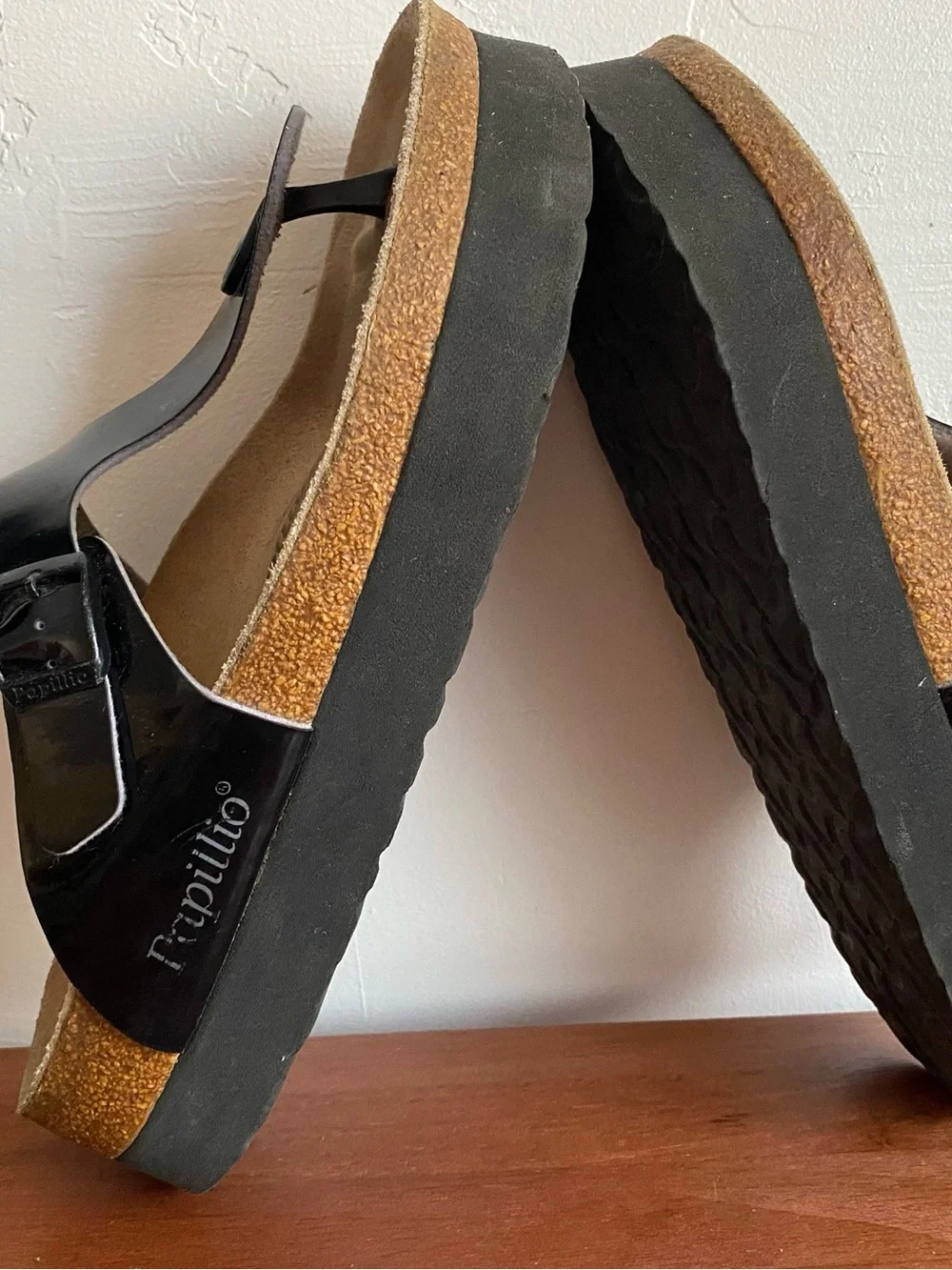 Pre-owned Papillio Gizeh Platform Women's Sandals with Black Strap Sz 40/9